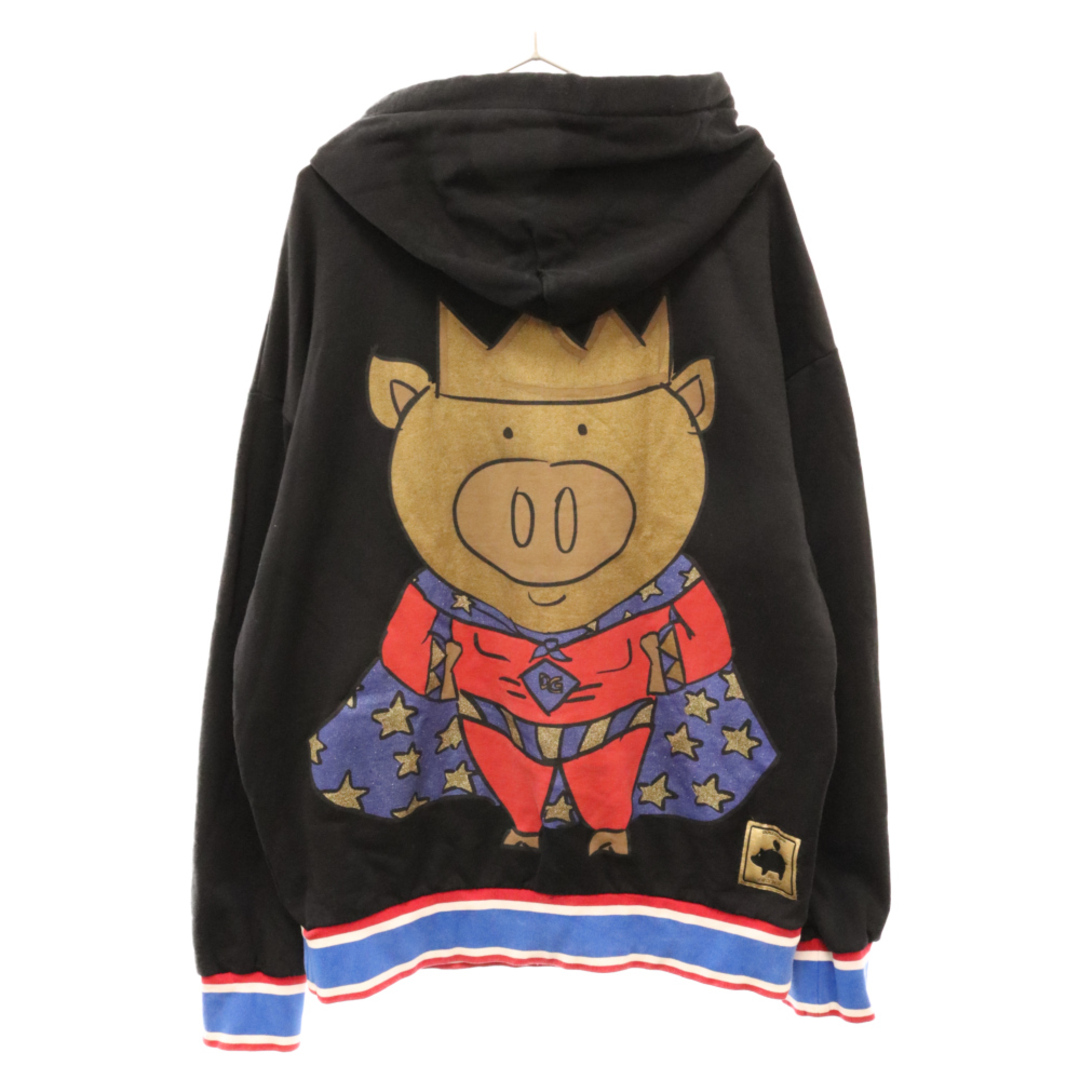 DOLCE&GABBANA(ドルチェアンドガッバーナ)のDOLCE & GABBANA ドルチェアンドガッバーナ GOLDENPIG PULLOVER HOODIE ゴールデンピッグ プリントプルオーバーフーディ パーカー ブラック/ゴールド G9NG9TFU7DU メンズのトップス(パーカー)の商品写真