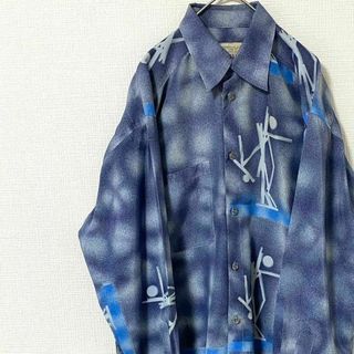 ナチュラルヴィンテージ(natuRAL vintage)のシャツ 長袖 アート 総柄 太アーム 一点物 ヴィンテージ M(シャツ)