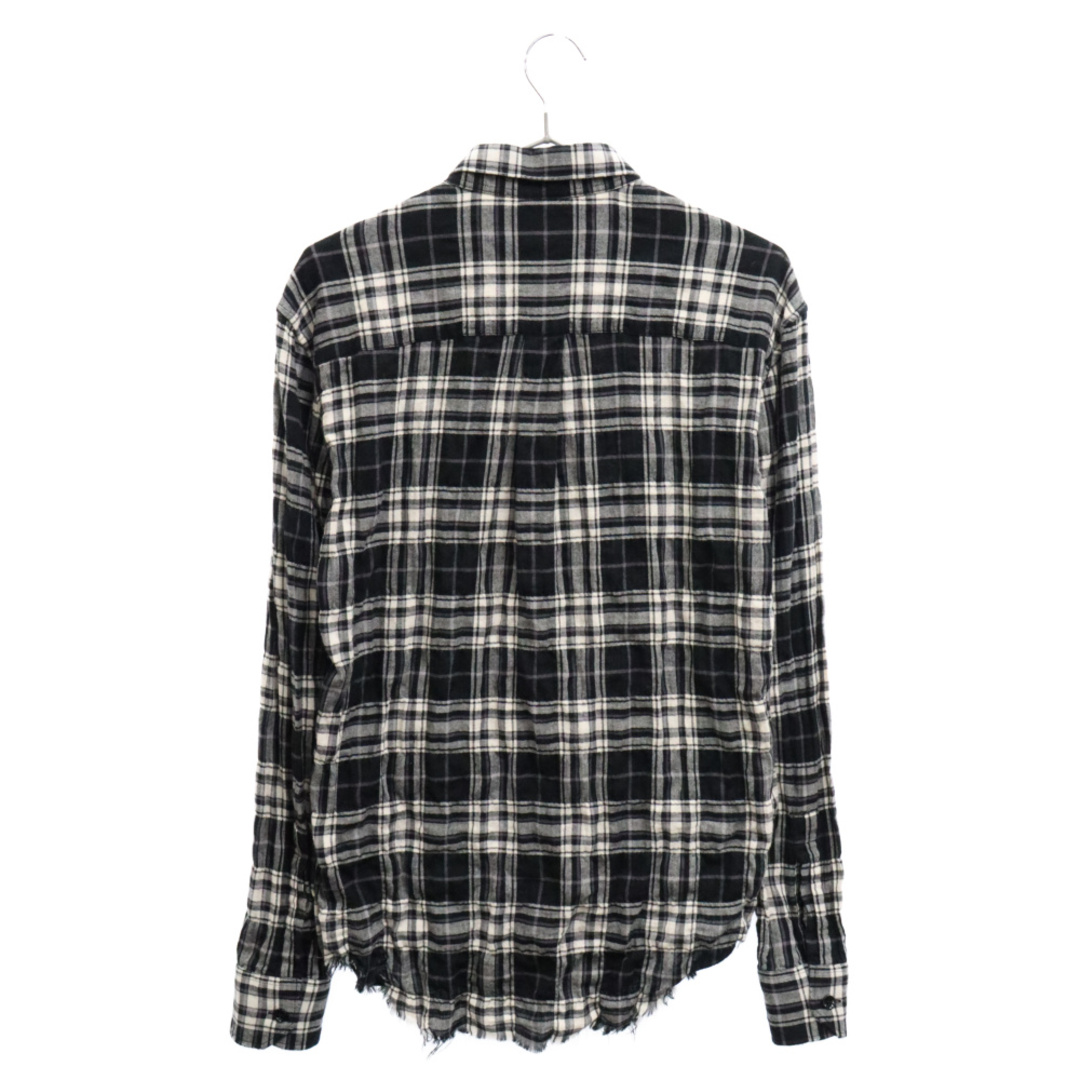 Saint Laurent(サンローラン)のSAINT LAURENT PARIS サンローランパリ Raw Hem Flannel Shirt 411620 Y018P シワ加工ローヘムカットオフフランネルチェック長袖シャツ ブラック メンズのトップス(シャツ)の商品写真