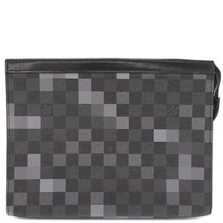 ルイヴィトン(LOUIS VUITTON)のルイヴィトン LOUIS VUITTON クラッチバッグ ポシェット ヴォワヤージュ MM ダミエグラフィットピクセルキャンバス ダミエグラフィットピクセル シルバー金具 黒 グレー セカンドバッグ  N60175 SP4128【中古】(セカンドバッグ/クラッチバッグ)