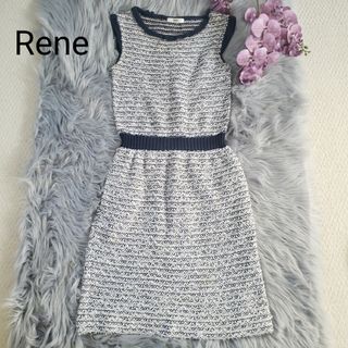 ルネ(René)のReneニットウエストマークワンピース 34サイズ(ひざ丈ワンピース)