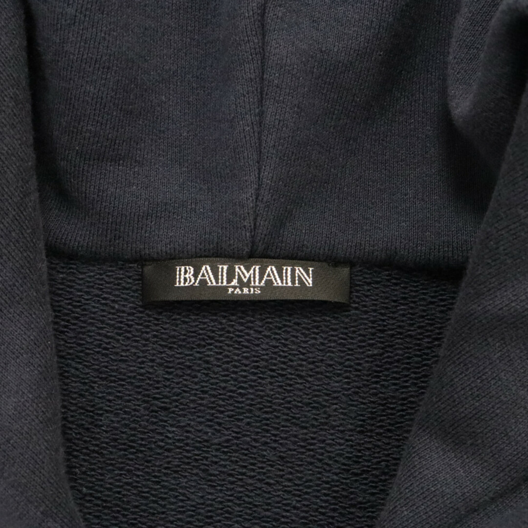 BALMAIN(バルマン)のBALMAIN バルマン パッチデザイン ジップアップ フードパーカー ネイビー S4HJ643B765B メンズのトップス(パーカー)の商品写真