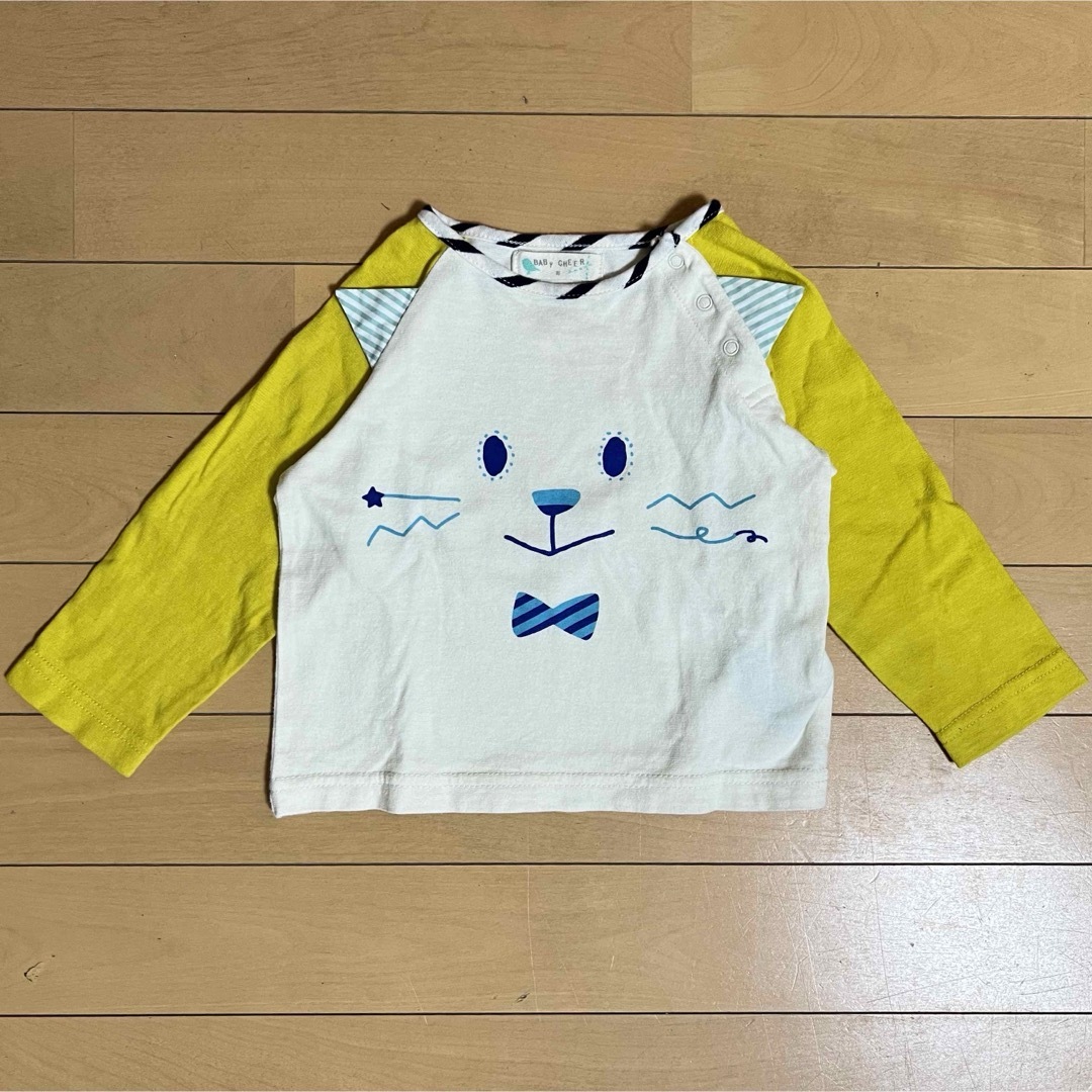 sense of wonder(センスオブワンダー)のBabyCheerベイビーチアーラグランねこ長袖Tシャツ80cmライム猫ロンT キッズ/ベビー/マタニティのベビー服(~85cm)(Ｔシャツ)の商品写真