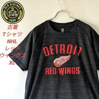 古着 Tシャツ アメカジ プリント NHL ホッケー レッドウイングズ 黒(Tシャツ/カットソー(半袖/袖なし))