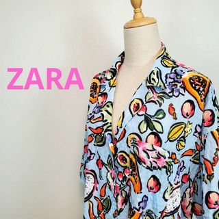 ザラ(ZARA)のザラZARA(L)ベジタブル柄カラフルシャツ半袖(シャツ/ブラウス(半袖/袖なし))