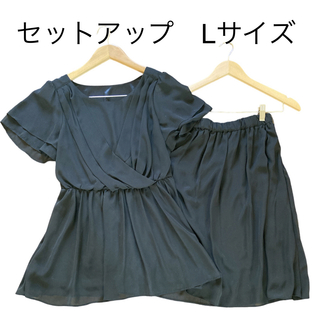 レディース　冠婚葬祭　フォーマル　セットアップ　半袖　ブラック　フレアスカート(礼服/喪服)