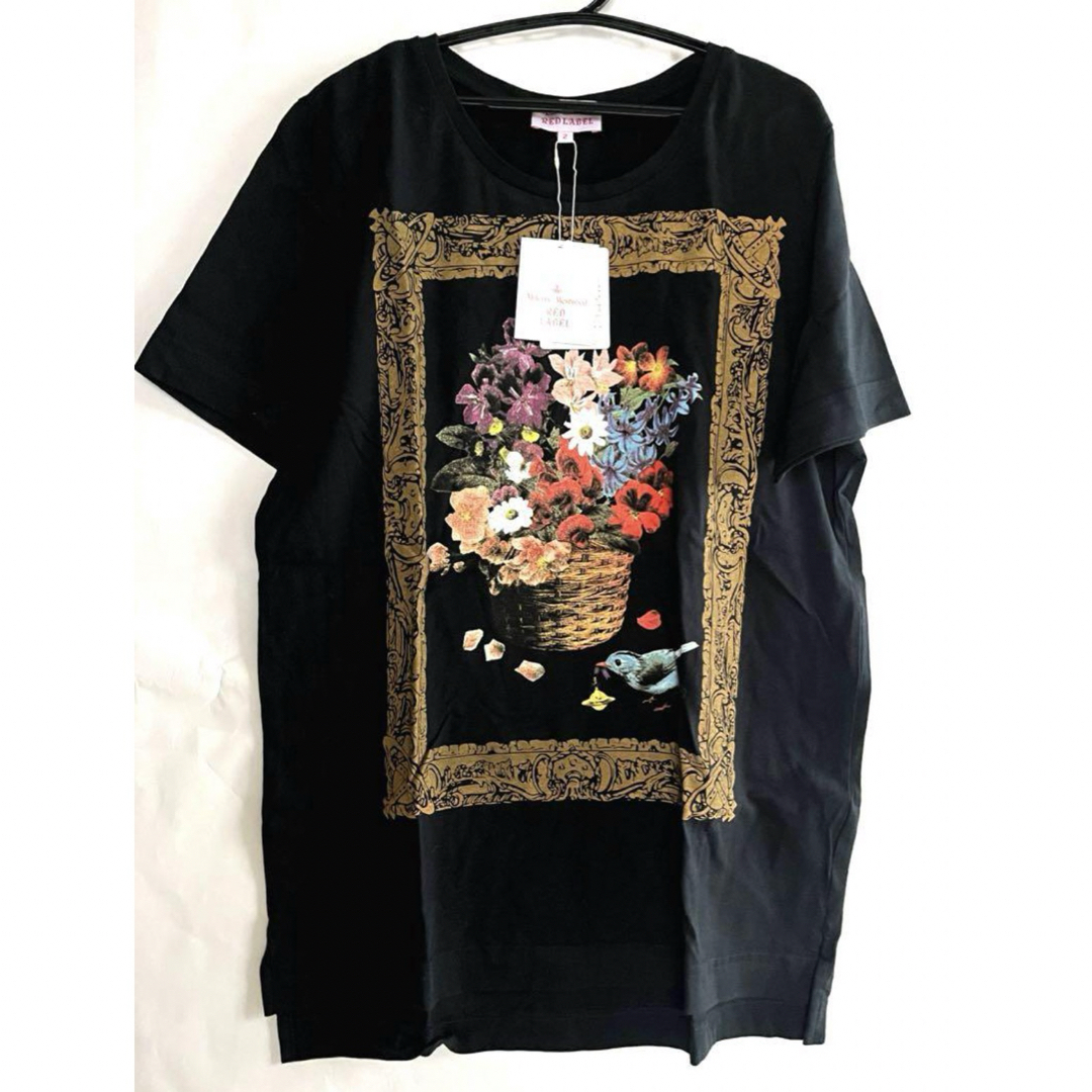Vivienne Westwood(ヴィヴィアンウエストウッド)の新品ヴィヴィアンレッドレーベル　オーブ花籠　鳥　黒Tシャツ トップス レディースのトップス(Tシャツ(半袖/袖なし))の商品写真