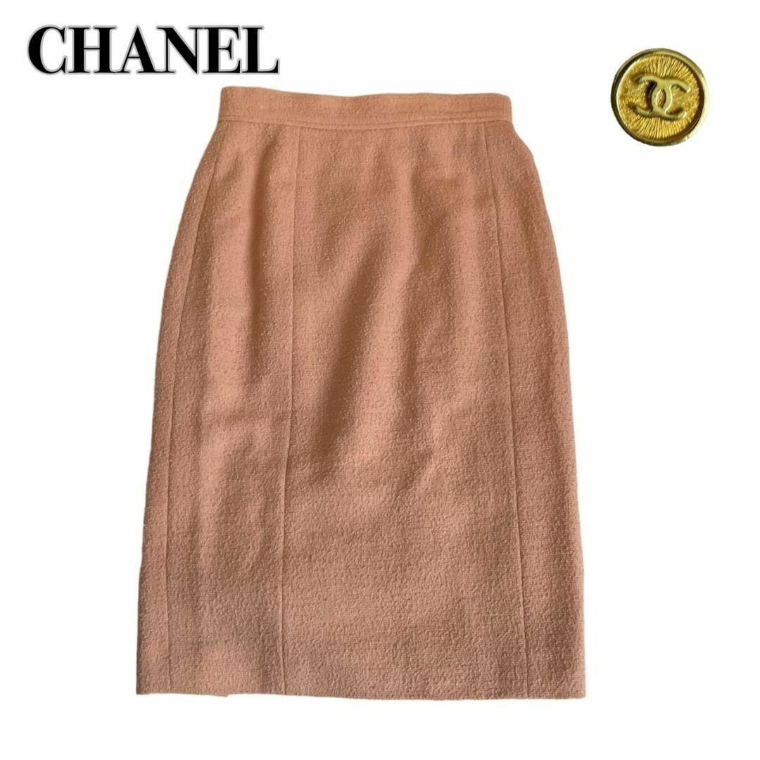 CHANEL(シャネル)の美品 CHANEL シャネル ココマーク 金ボタン スカート ツイード レディースのスカート(ひざ丈スカート)の商品写真