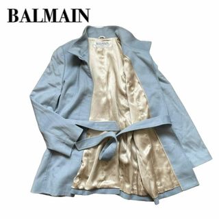 バルマン(BALMAIN)の美品 BALMAIN バルマン カシミヤ100% XL コート ベルト 水色(トレンチコート)