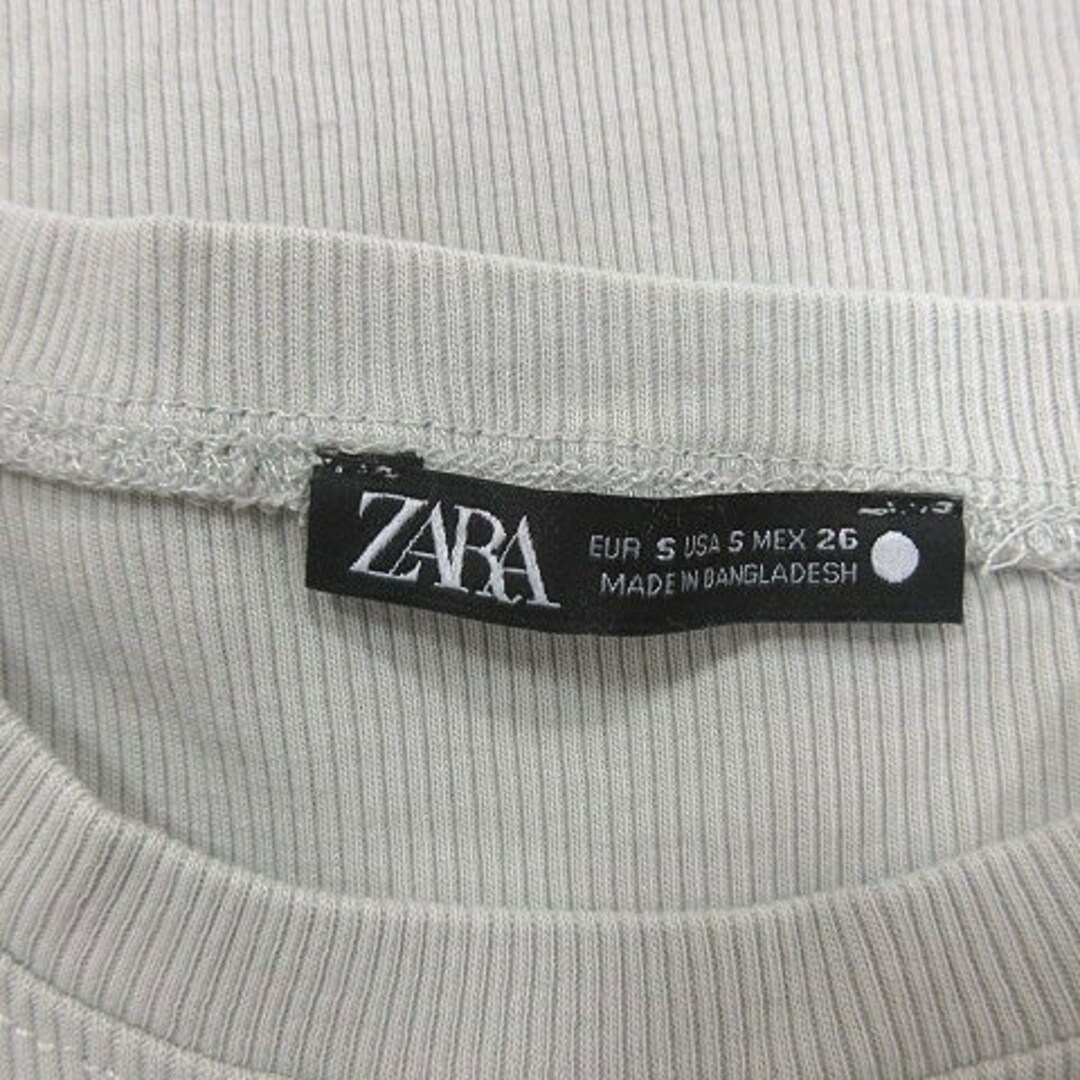 ZARA(ザラ)のザラ ZARA リブニットTシャツ クルーネック 半袖 S グレー /AU レディースのトップス(Tシャツ(半袖/袖なし))の商品写真