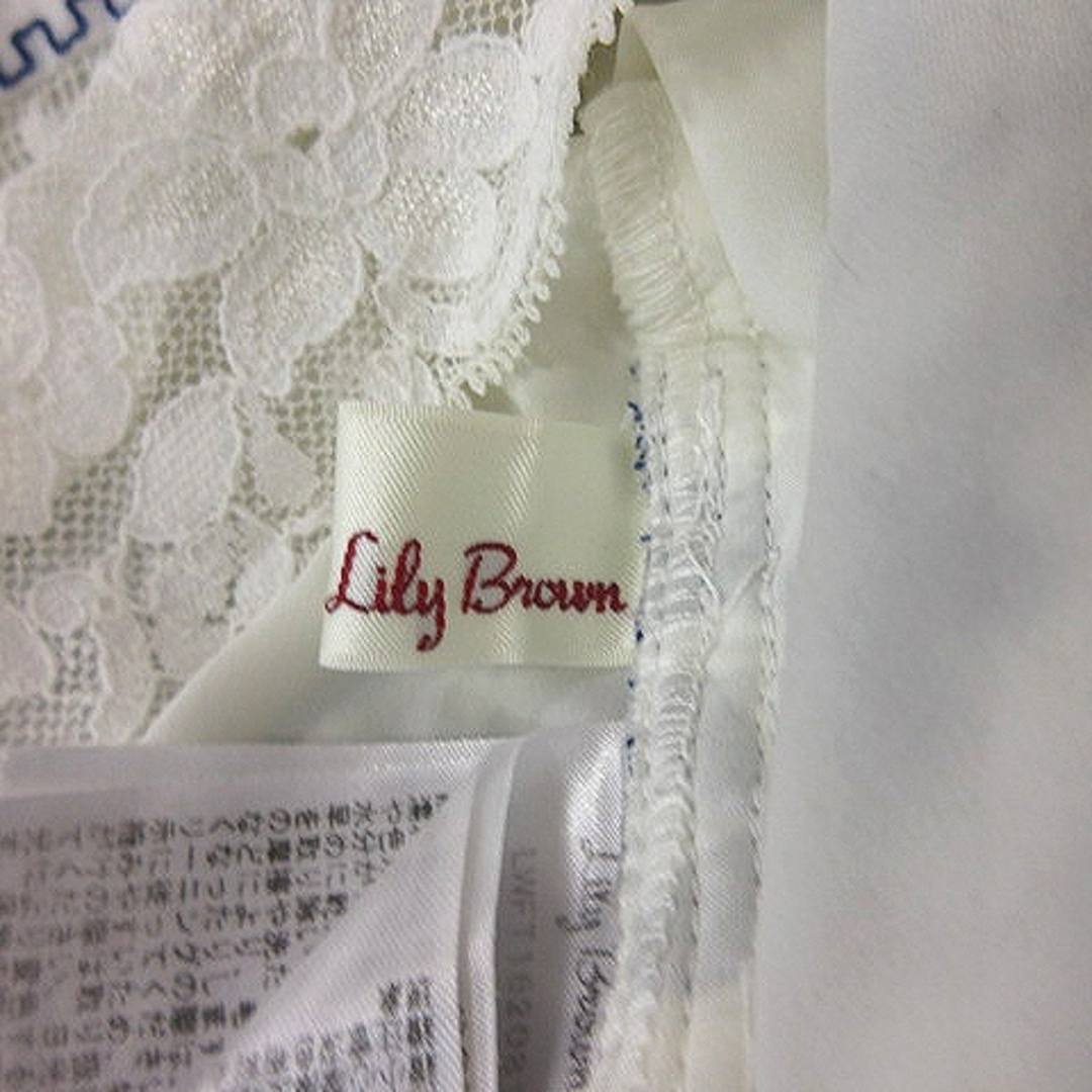 Lily Brown(リリーブラウン)のリリーブラウン シャツ ブラウス ノースリーブ 刺繍 レース リネン F 白 紺 レディースのトップス(シャツ/ブラウス(半袖/袖なし))の商品写真