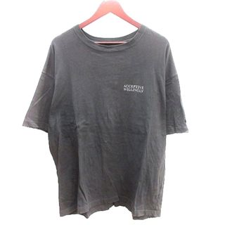 ジーナシス(JEANASIS)のジーナシス カットソー Tシャツ オーバーサイズ プリント 半袖 F グレー(Tシャツ(半袖/袖なし))