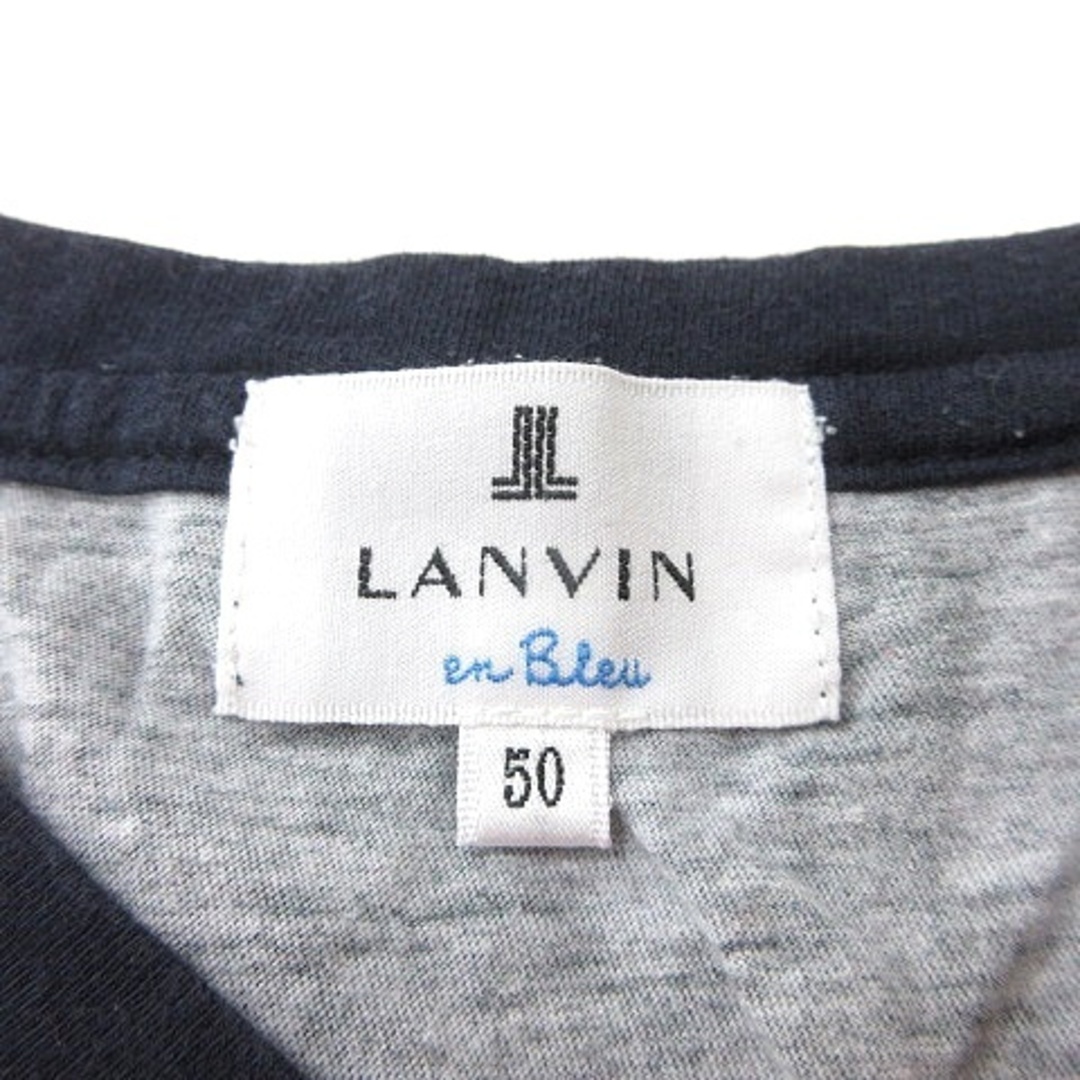 LANVIN en Bleu(ランバンオンブルー)のランバンオンブルー カットソー Vネック 迷彩柄 カモフラ 半袖 50 グレー メンズのトップス(Tシャツ/カットソー(半袖/袖なし))の商品写真