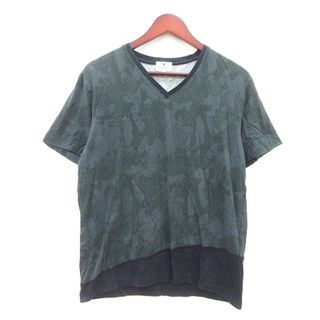 ランバンオンブルー(LANVIN en Bleu)のランバンオンブルー カットソー Vネック 迷彩柄 カモフラ 半袖 50 グレー(Tシャツ/カットソー(半袖/袖なし))