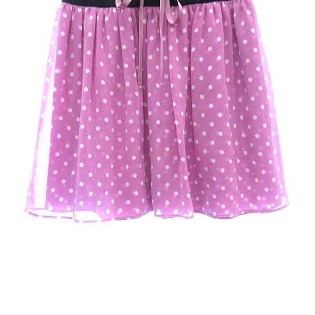 MINIMUM(ミニマム)のミニマム フレアスカート ミニ ドット シフォン パイピング リボン 2 ピンク レディースのスカート(ミニスカート)の商品写真