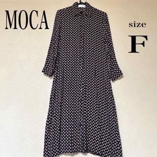 セレクトモカ(SELECT MOCA)のMOCA シャツワンピース　濃紺　総柄　レトロ　　ロングワンピース(ロングワンピース/マキシワンピース)