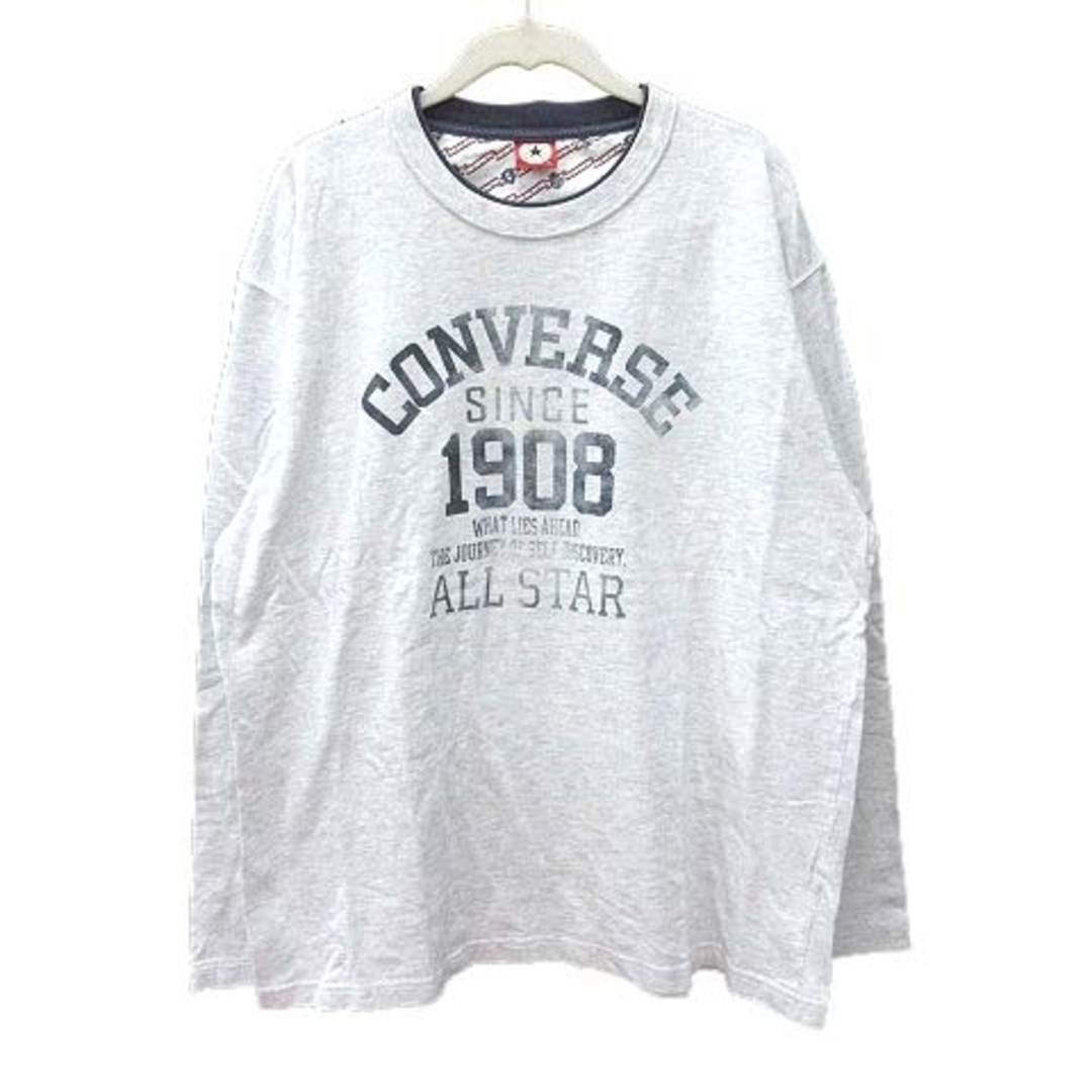 CONVERSE(コンバース)のコンバース Tシャツ 長袖 ロゴプリント 重ね着風 3L ライトグレー メンズのトップス(Tシャツ/カットソー(七分/長袖))の商品写真