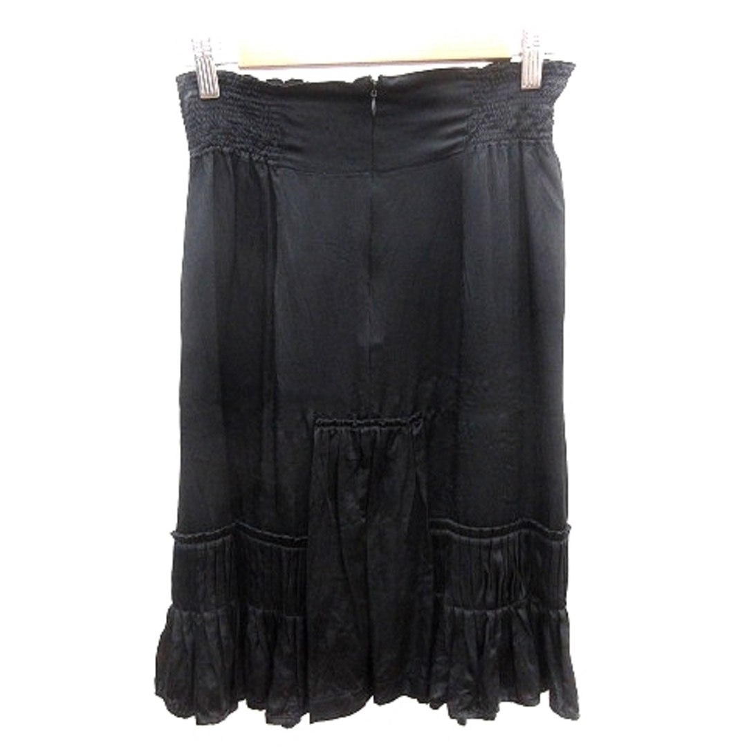 ZUCCa(ズッカ)のズッカ フレアスカート プリーツ ひざ丈 絹 シルク M 黒 ブラック /AU レディースのスカート(ひざ丈スカート)の商品写真