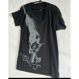 ヴィヴィアンウエストウッド(Vivienne Westwood)のヴィヴィアンウエストウッド変形Tシャツ カットソーオーブ プリント黒　 猫  2(Tシャツ(半袖/袖なし))