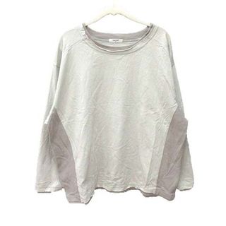 スタディオクリップ Tシャツ 長袖 重ね着風 リブ クルーネック M ベージュ