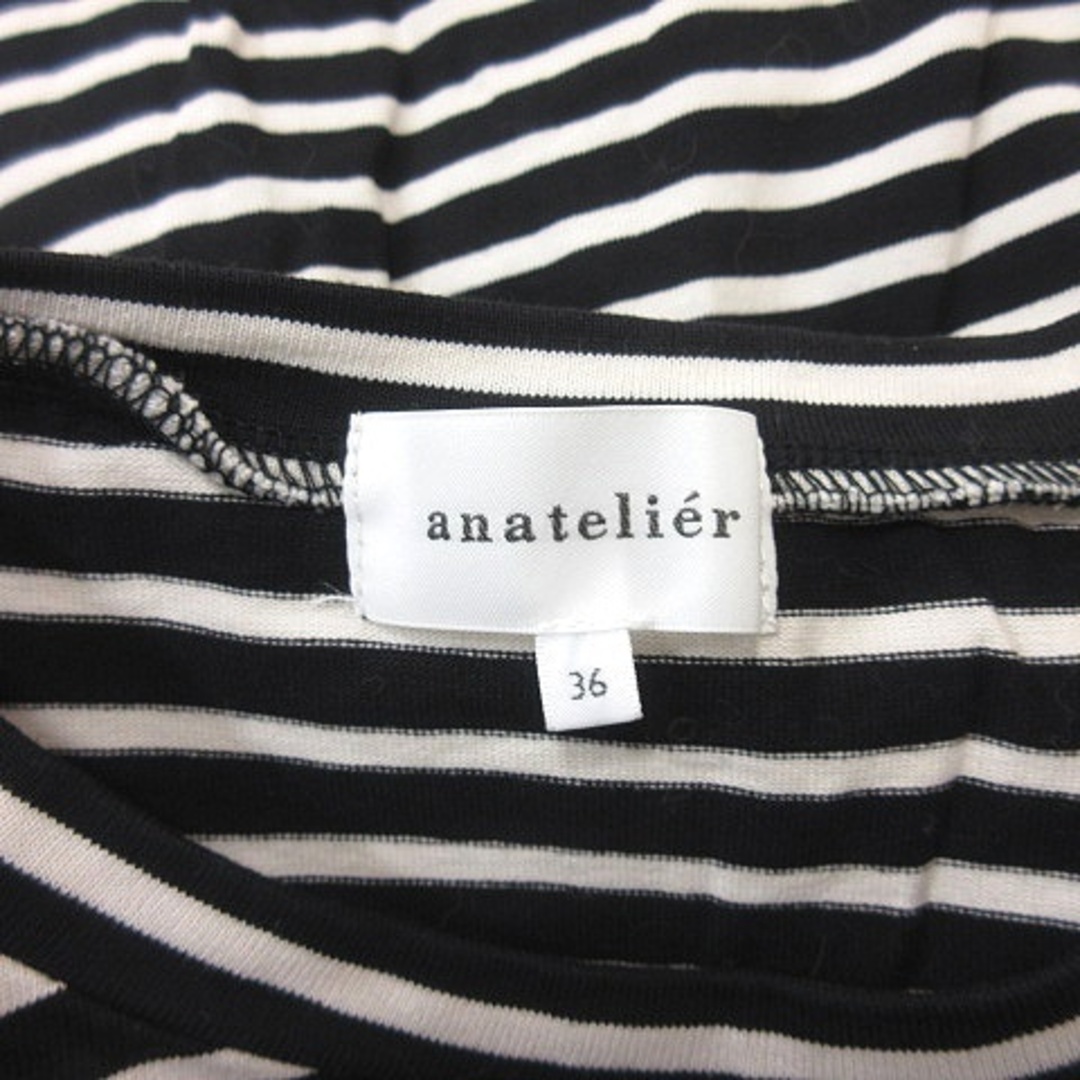 anatelier(アナトリエ)のアナトリエ カットソー フレンチスリーブ ボーダー 36 黒 ブラック /YI レディースのトップス(カットソー(半袖/袖なし))の商品写真