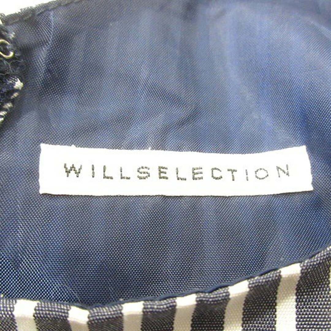 WILLSELECTION(ウィルセレクション)のウィルセレクション ワンピース ひざ丈 ストライプ ノースリーブ レース M 紺 レディースのワンピース(ひざ丈ワンピース)の商品写真