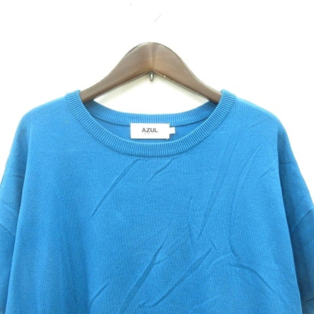 AZUL by moussy(アズールバイマウジー)のアズールバイマウジー ニット カットソー 半袖 F 青 ブルー メンズのトップス(ニット/セーター)の商品写真