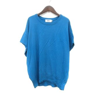 アズールバイマウジー(AZUL by moussy)のアズールバイマウジー ニット カットソー 半袖 F 青 ブルー(ニット/セーター)