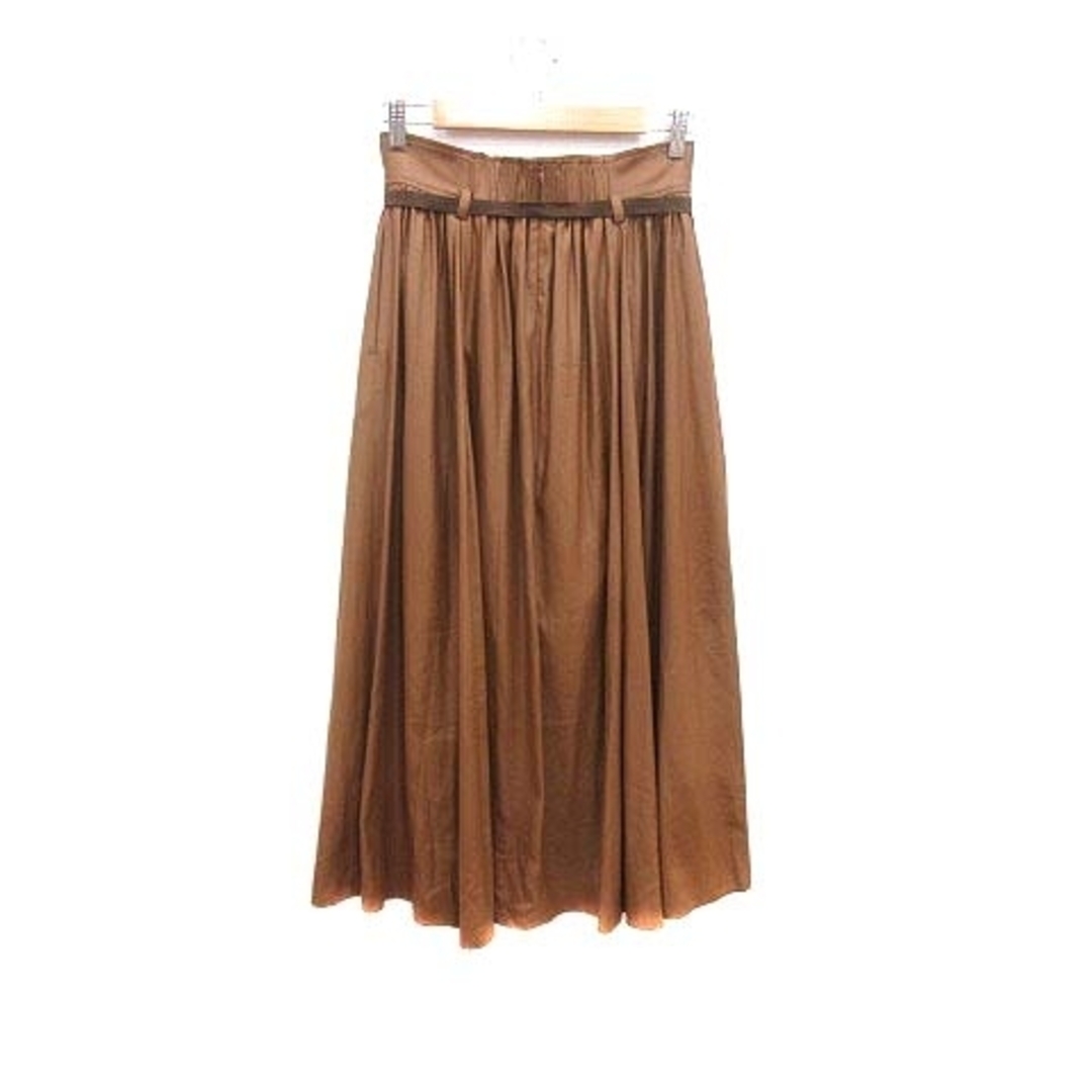 Noble(ノーブル)のノーブル NOBLE フレアスカート ロング ベルト 38 茶 ブラウン /YK レディースのスカート(ロングスカート)の商品写真