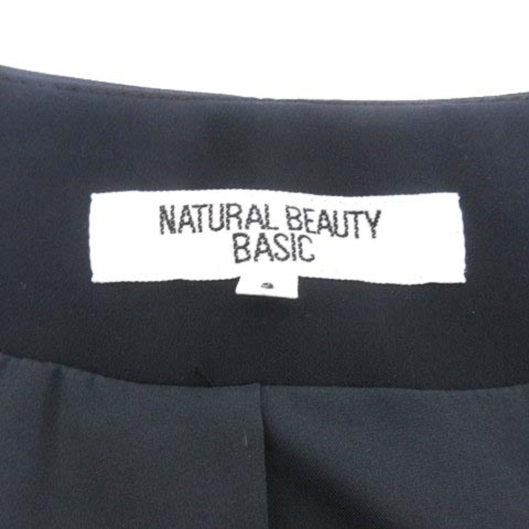 NATURAL BEAUTY BASIC(ナチュラルビューティーベーシック)のナチュラルビューティーベーシック ジャケット ノーカラー 総裏地 S 紺 /YK レディースのジャケット/アウター(その他)の商品写真