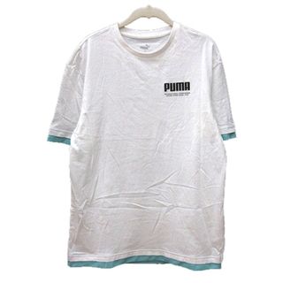 プーマ(PUMA)のプーマ PUMA カットソー Tシャツ クルーネック プリント 半袖 M 白(Tシャツ/カットソー(半袖/袖なし))