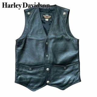 Harley Davidson - 【激渋】ハーレーダビッドソン レザーベスト ロゴ