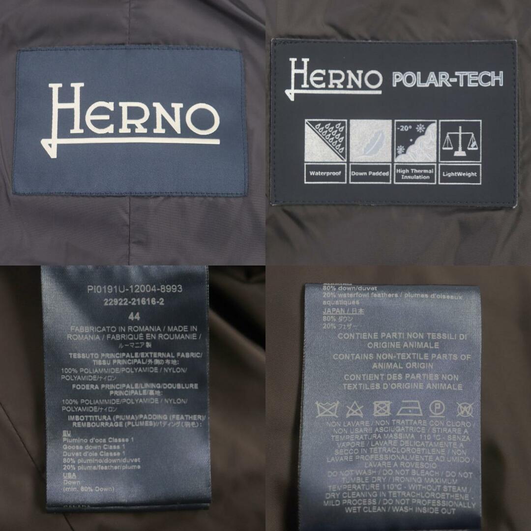 HERNO(ヘルノ)の美品 Herno ヘルノ PI0191U シルバーロゴ金具・フード付き WZIP ダウンコート チャコールグレー 44 ハンガー・ガーメント付き 正規品 メンズ メンズのジャケット/アウター(ダウンジャケット)の商品写真