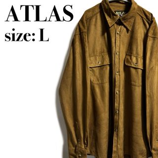 ヴィンテージ(VINTAGE)のATLAS 海外古着 フェイクスウェードシャツ スエード ヴィンテージ(シャツ)