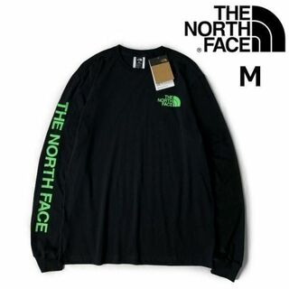 THE NORTH FACE - ノースフェイス 長袖 Tシャツ US限定 袖ロゴ (M)黒 180902
