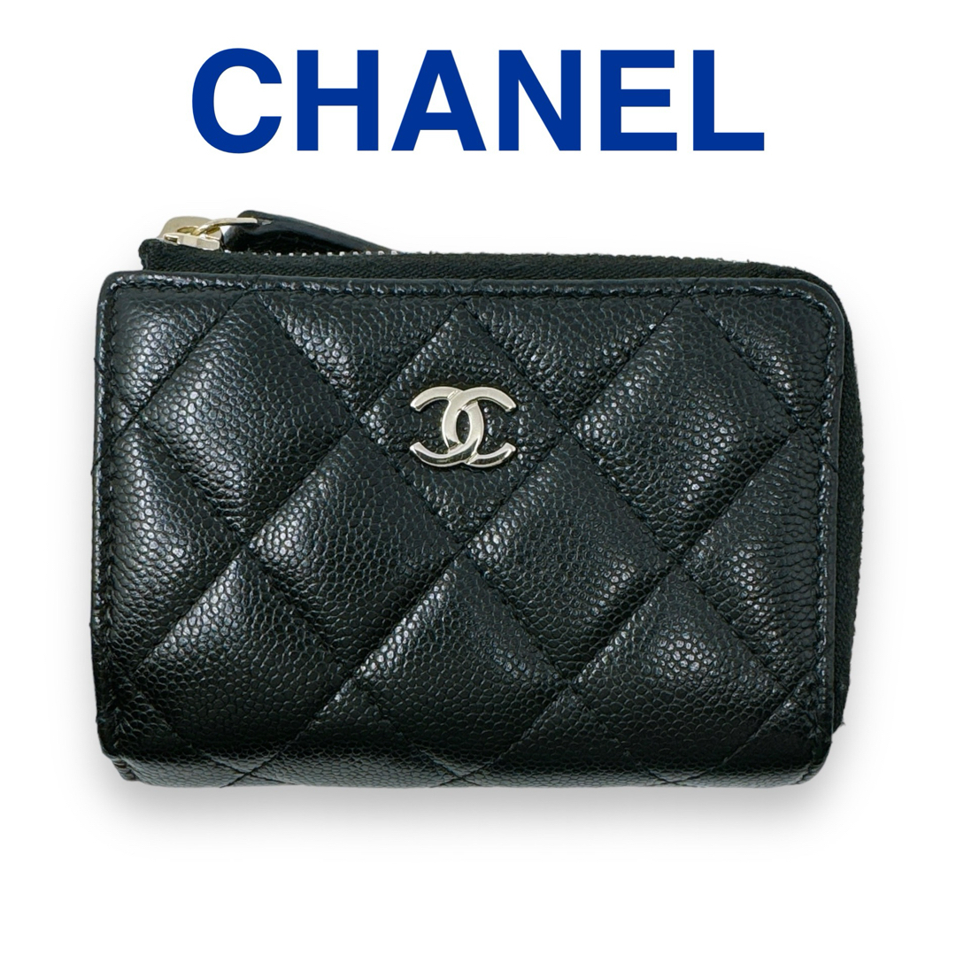 CHANEL(シャネル)のシャネル 3つ折り財布 AP3177 マトラッセ キャビアスキン ブラック L字 レディースのファッション小物(財布)の商品写真