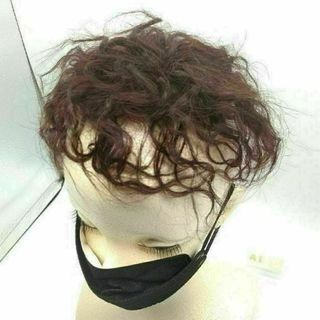 ヘアピース　15cm カール　ナチュラルブラウン 人毛 　かつら a1(ショートカール)