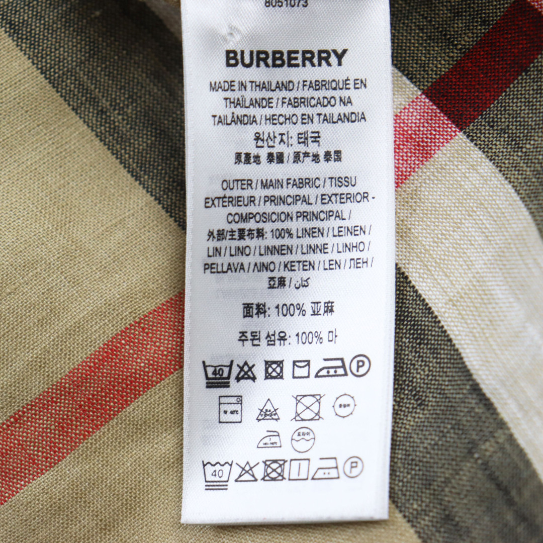 BURBERRY(バーバリー)の極美品 BURBERRY バーバリー 8051073 リネン100％ ノバチェック柄 ボタンダウン 半袖シャツ ベージュ S 正規品 メンズ 春夏おすすめ◎ メンズのトップス(シャツ)の商品写真