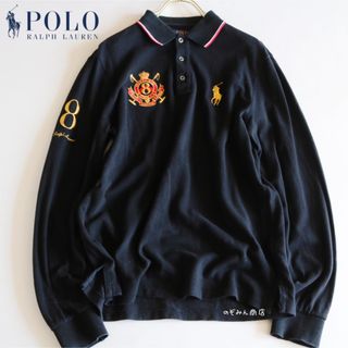 ポロラルフローレン(POLO RALPH LAUREN)の【POLO RALPH LAUREN】長袖ポロシャツ　ラガーシャツ　黒　M★(ポロシャツ)