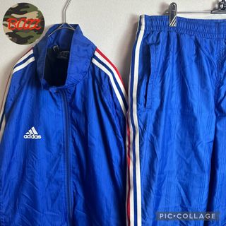 アディダス(adidas)の☆アディダストラックジャケット上下セットアップ　2XLサイズ　00sアームライン(ナイロンジャケット)