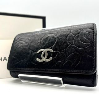 シャネル(CHANEL)の希少✨シャネル 6連キーケース カメリア ココマーク レザー ブラック シール有(キーケース)