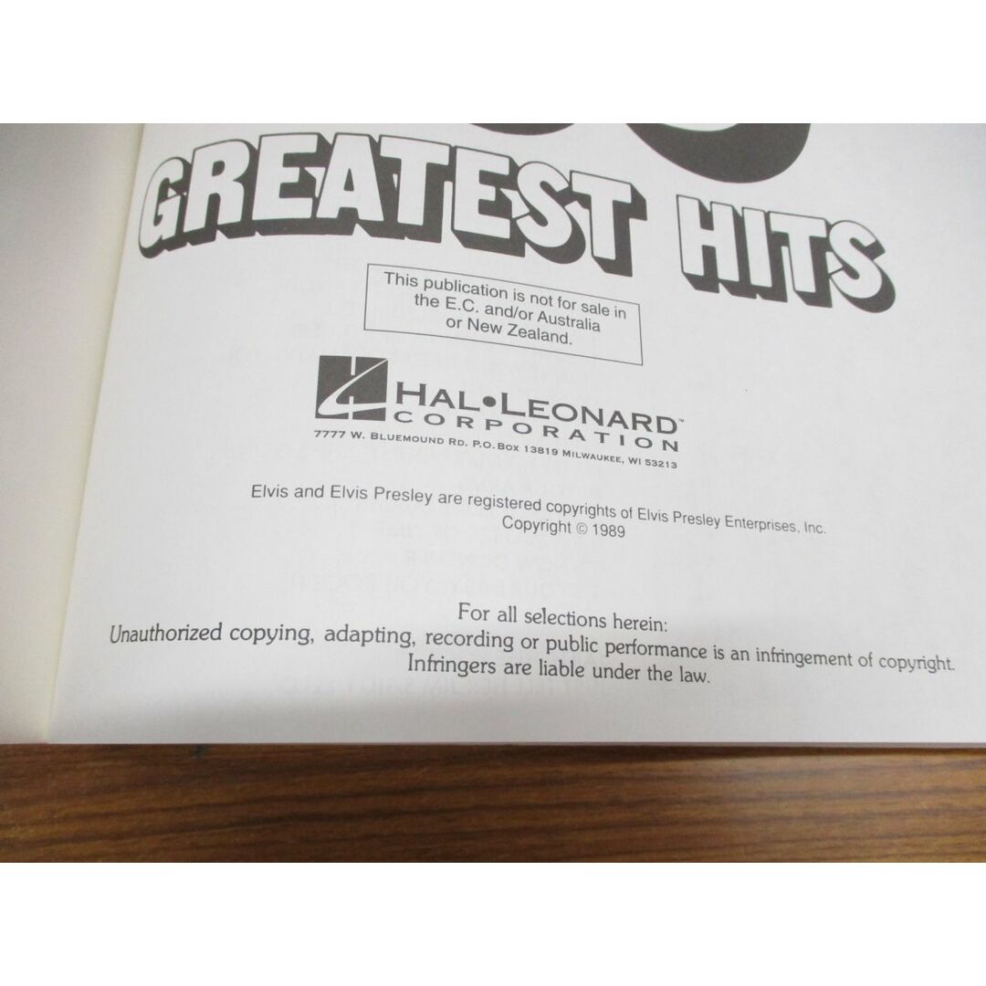 ●01)【同梱不可】Elvis Elvis Elvis 100 Greatest Hits/Elvis Presley/Hal Leonard/1989年発行/洋書/楽譜/A エンタメ/ホビーの本(アート/エンタメ)の商品写真