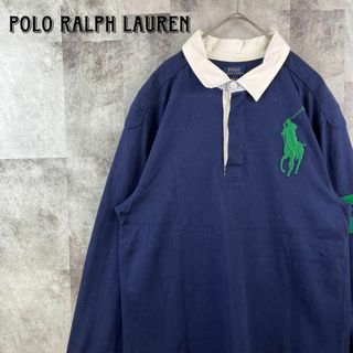 POLO RALPH LAUREN - 美品 ポロラルフローレン ラガーシャツ ビッグポニー刺繍ロゴ ネイビー M