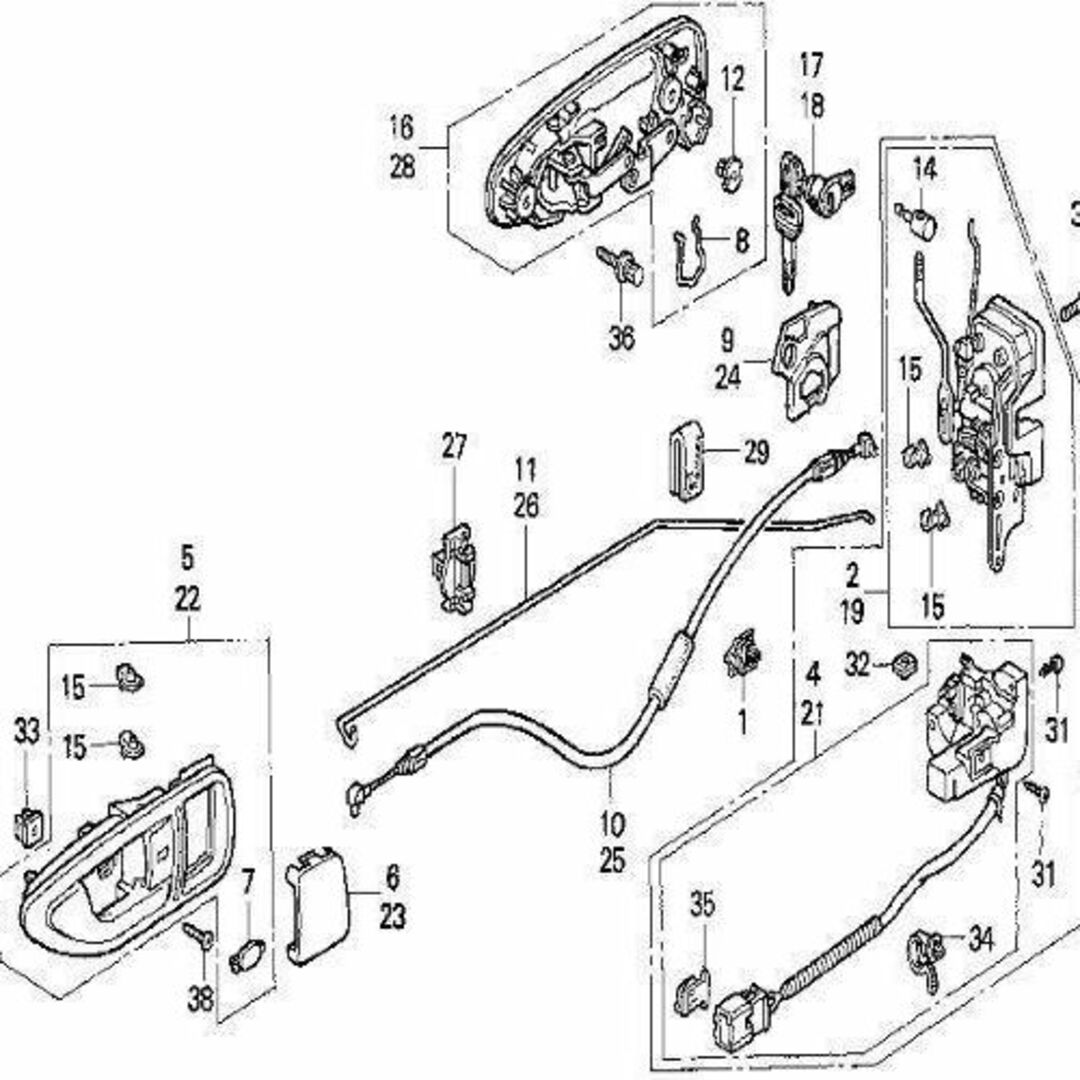 ホンダ(ホンダ)のホンダ CR-X ドアハンドルアセンブリ 左右メーカー純正品 JDM OEM 自動車/バイクの自動車(車種別パーツ)の商品写真