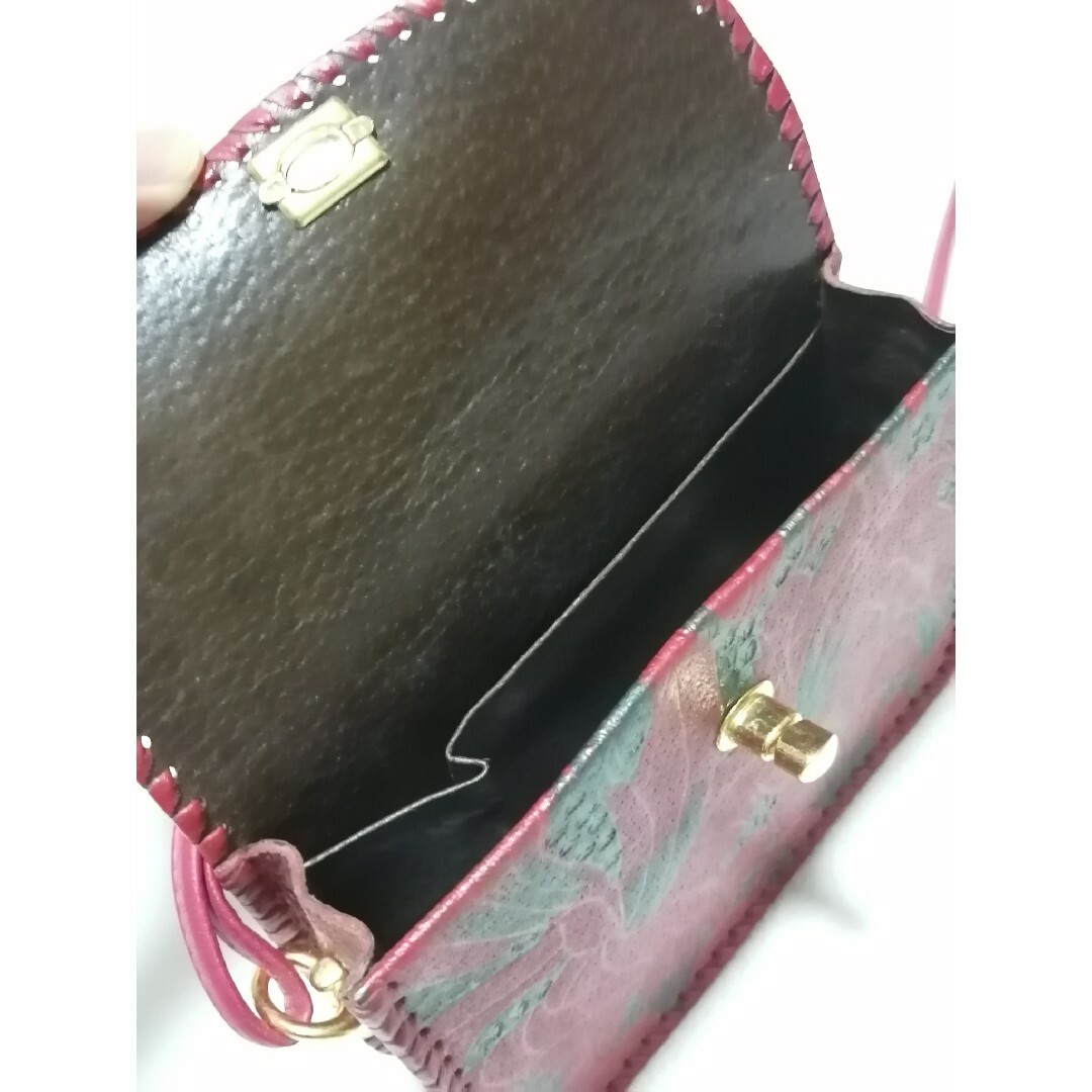 ミニバッグ  レザー ポシェット  ハンドメイド レディースのバッグ(ショルダーバッグ)の商品写真
