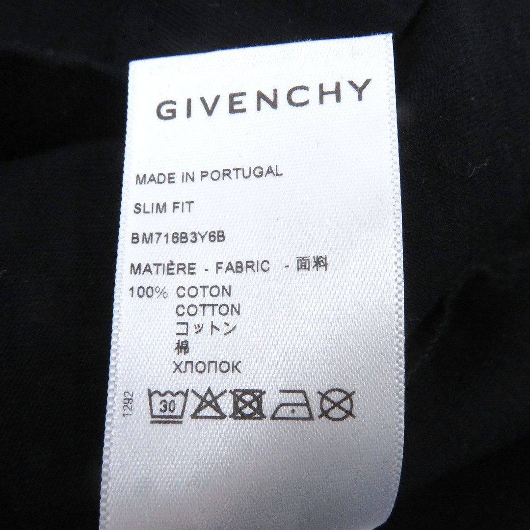 GIVENCHY(ジバンシィ)の美品 GIVENCHY ジバンシィ 22SS BM716B3Y6B コットン 4Gロゴ エンブロイダリー SLIM FIT カットソー 半袖Ｔシャツ ブラック L 正規品 メンズ メンズのトップス(Tシャツ/カットソー(半袖/袖なし))の商品写真