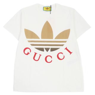 グッチ(Gucci)の未使用品 GUCCI グッチ adidas 23SS 548334 コットン100％ トレフォイル ロゴプリント クルーネック カットソー 半袖Ｔシャツ ホワイト S イタリア製 正規品 メンズ(Tシャツ/カットソー(半袖/袖なし))