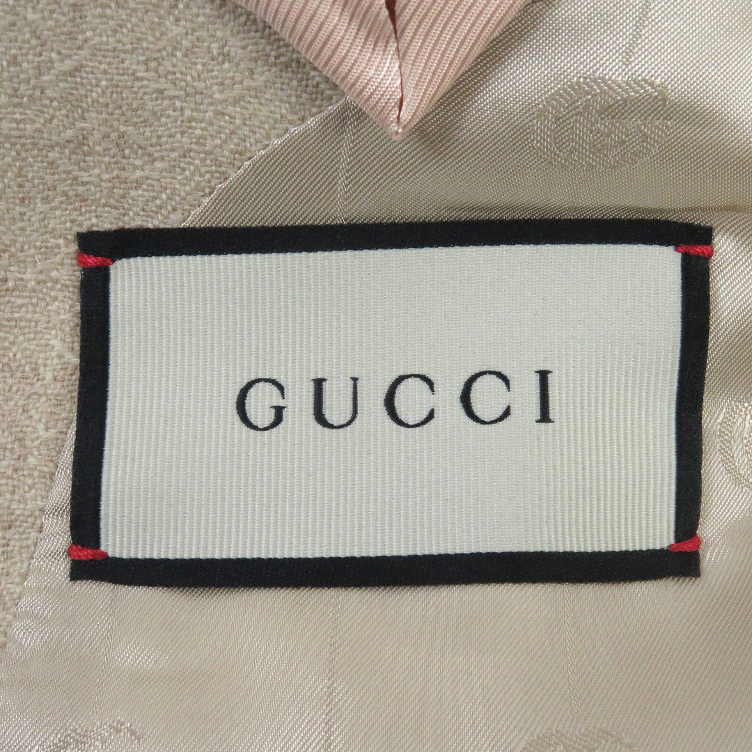 Gucci(グッチ)の極美品 GUCCI グッチ 623122 ウール 織柄 ワイドラペル 金ボタン シングル ブレザー テーラードジャケット ライトベージュ 44 イタリア製 正規品 メンズ メンズのジャケット/アウター(テーラードジャケット)の商品写真