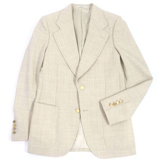 グッチ(Gucci)の極美品 GUCCI グッチ 623122 ウール 織柄 ワイドラペル 金ボタン シングル ブレザー テーラードジャケット ライトベージュ 44 イタリア製 正規品 メンズ(テーラードジャケット)