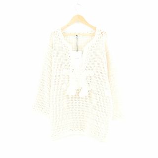 セリーヌ(celine)の未使用 CELINE セリーヌ 2A84Z836P.01OW 23SS クロシェ バハ チュニック S 羊毛100% ウール トリオンフ 半袖 ニット トップス レディース AU2465W1 (チュニック)